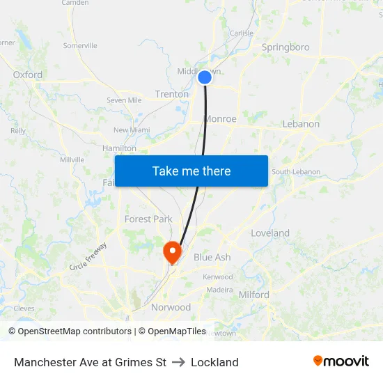 Manchester Ave at Grimes St to Lockland map