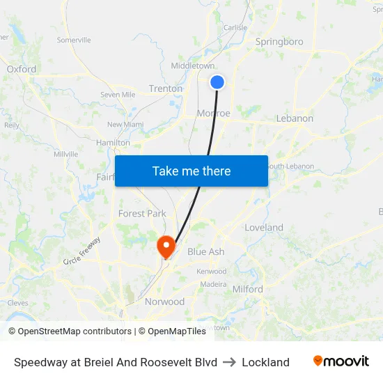 Speedway at Breiel And Roosevelt Blvd to Lockland map