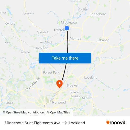 Minnesota St at Eighteenth Ave to Lockland map