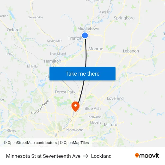 Minnesota St at Seventeenth Ave to Lockland map