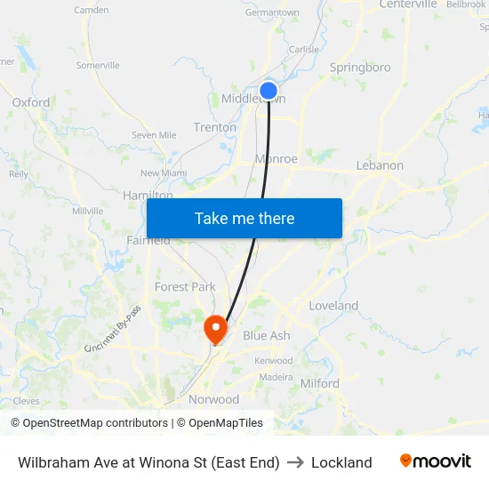Wilbraham Ave at Winona St (East End) to Lockland map