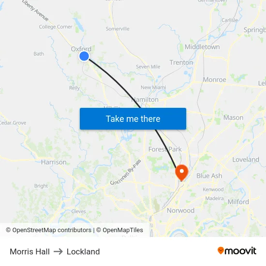 Morris Hall to Lockland map