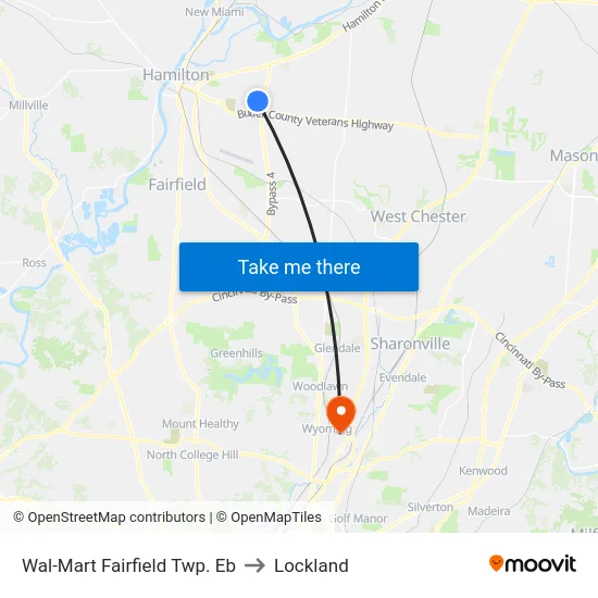 Wal-Mart Fairfield Twp. Eb to Lockland map