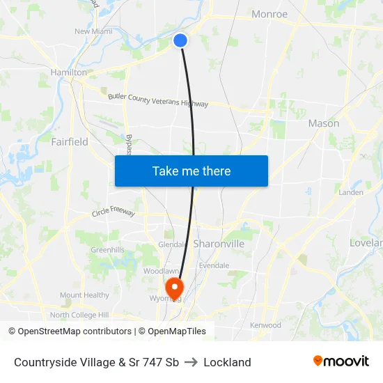 Countryside Village & Sr 747 Sb to Lockland map