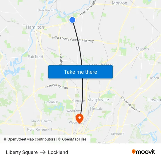 Liberty Square to Lockland map