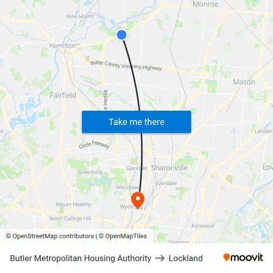 Butler Metropolitan Housing Authority to Lockland map