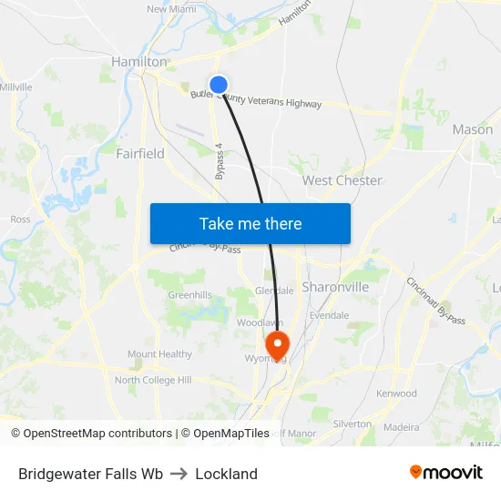 Bridgewater Falls Wb to Lockland map