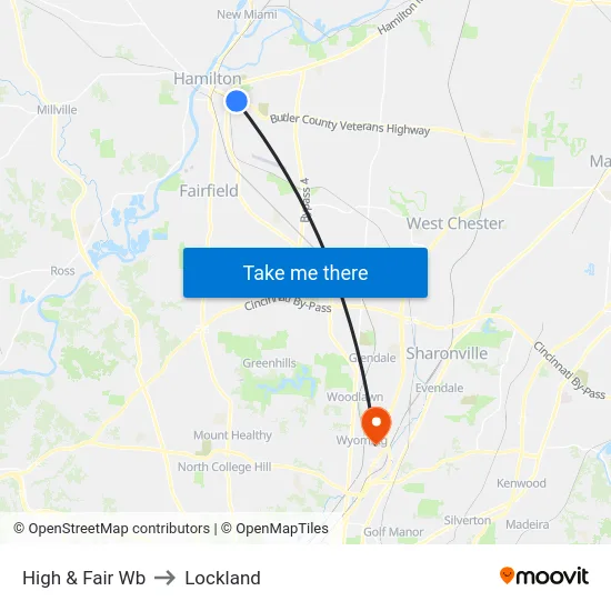 High & Fair Wb to Lockland map