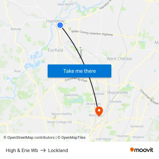 High & Erie Wb to Lockland map