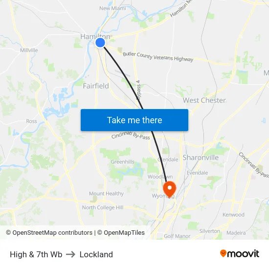 High & 7th Wb to Lockland map