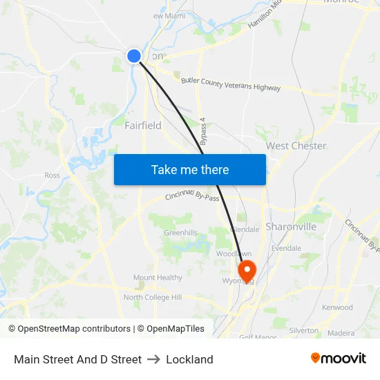 Main Street And D Street to Lockland map