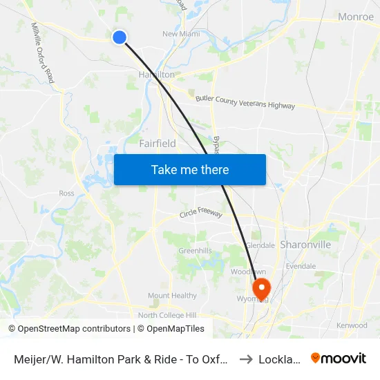 Meijer/W. Hamilton Park & Ride - To Oxford to Lockland map