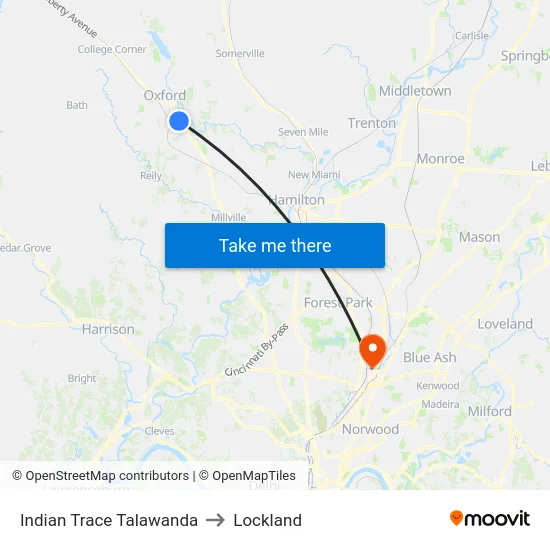 Indian Trace Talawanda to Lockland map