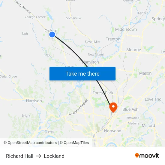 Richard Hall to Lockland map