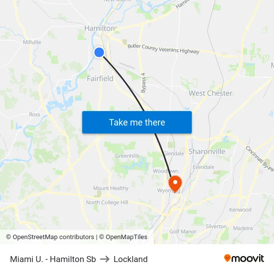 Miami U. - Hamilton Sb to Lockland map