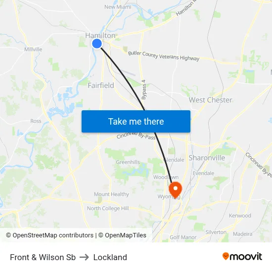 Front & Wilson Sb to Lockland map
