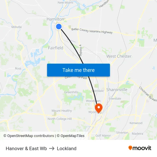 Hanover & East Wb to Lockland map