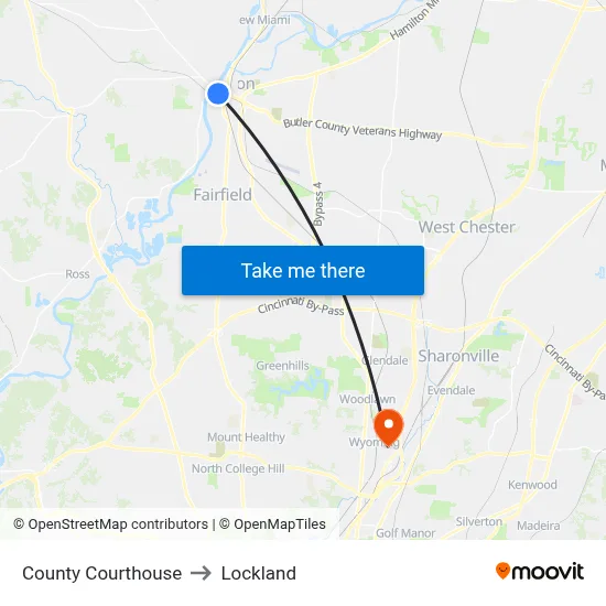 County Courthouse to Lockland map