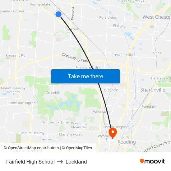 Fairfield High School to Lockland map