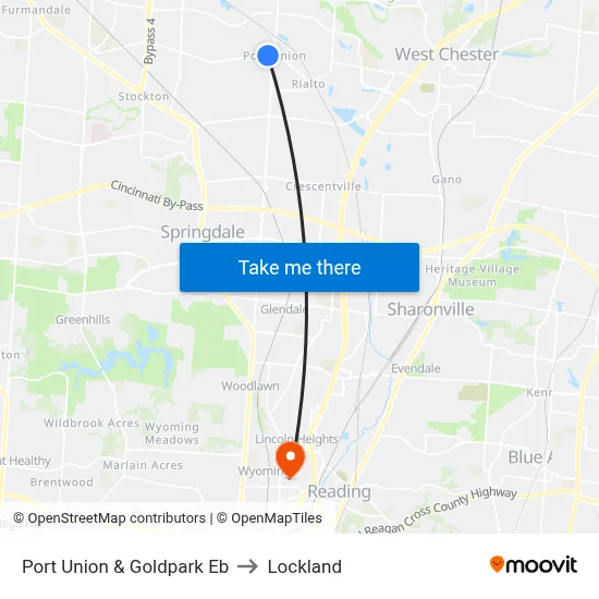 Port Union & Goldpark Eb to Lockland map