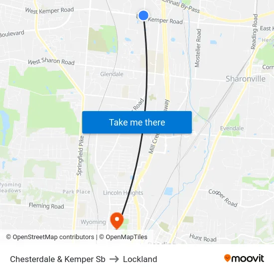 Chesterdale & Kemper Sb to Lockland map
