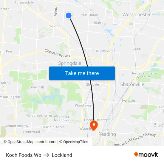 Koch Foods Wb to Lockland map