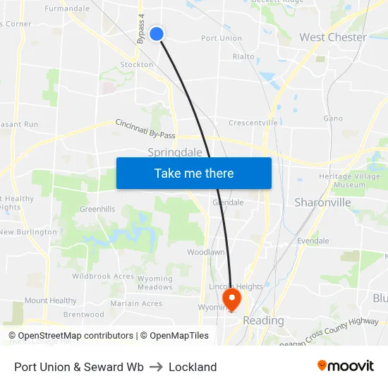 Port Union & Seward Wb to Lockland map