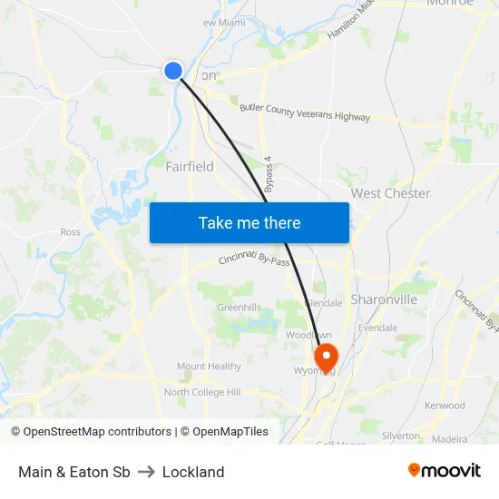 Main & Eaton Sb to Lockland map