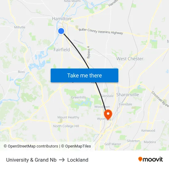 University & Grand Nb to Lockland map