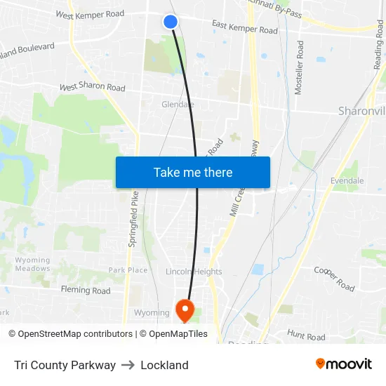 Tri County Parkway to Lockland map