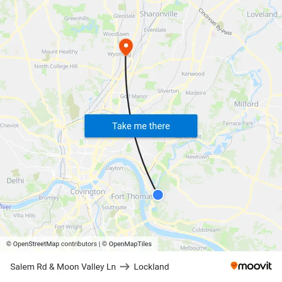 Salem Rd & Moon Valley Ln to Lockland map