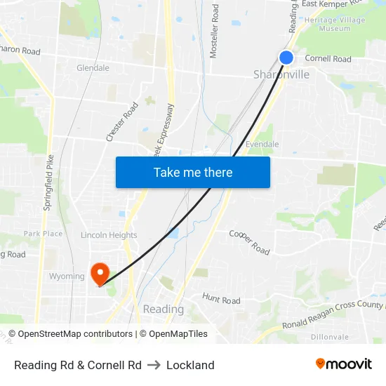 Reading Rd & Cornell Rd to Lockland map