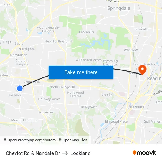 Cheviot Rd & Nandale Dr to Lockland map