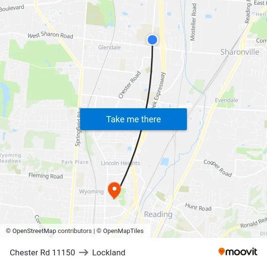 Chester Rd 11150 to Lockland map