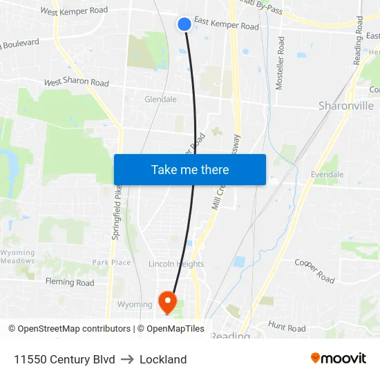 11550 Century Blvd to Lockland map