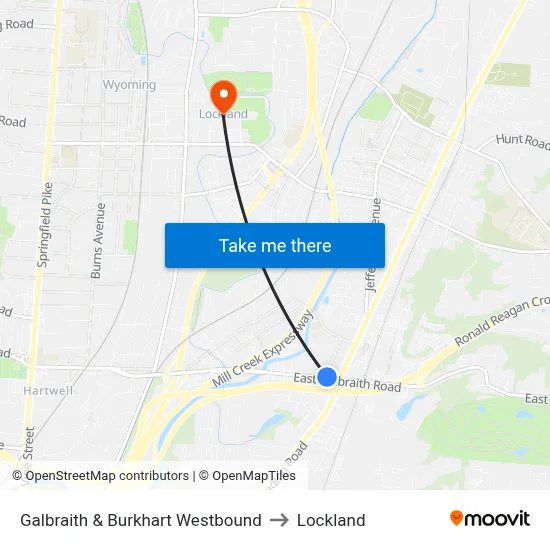 Galbraith & Burkhart Westbound to Lockland map