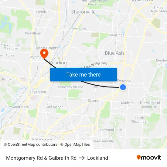 Montgomery Rd & Galbraith Rd to Lockland map
