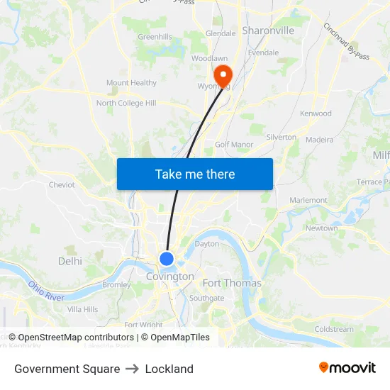 Government Square to Lockland map