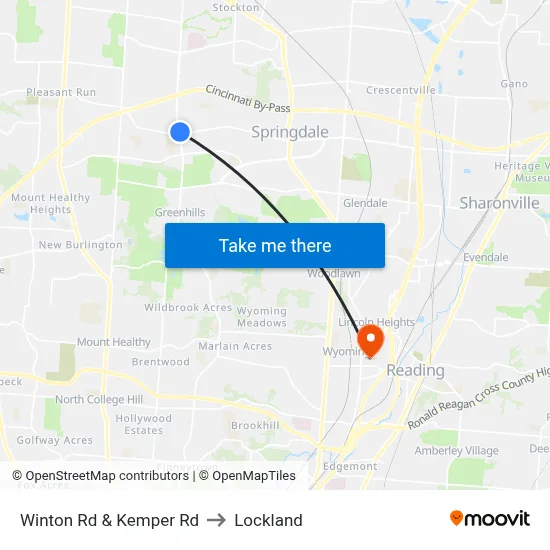 Winton Rd & Kemper Rd to Lockland map