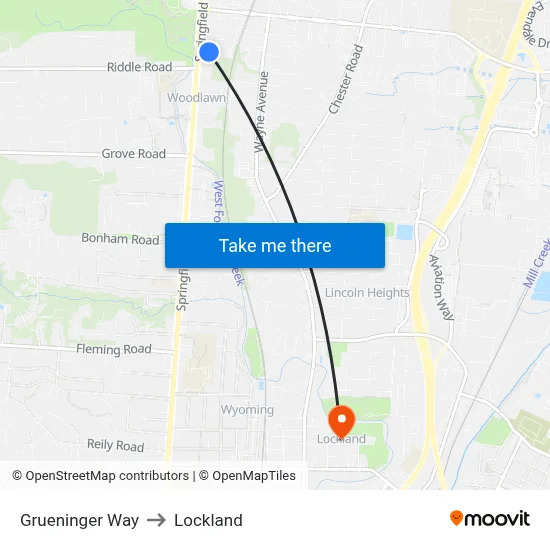 Grueninger Way to Lockland map