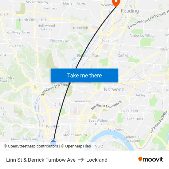 Linn St & Derrick Turnbow Ave to Lockland map