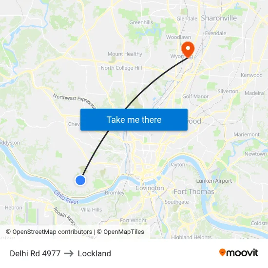 Delhi Rd 4977 to Lockland map