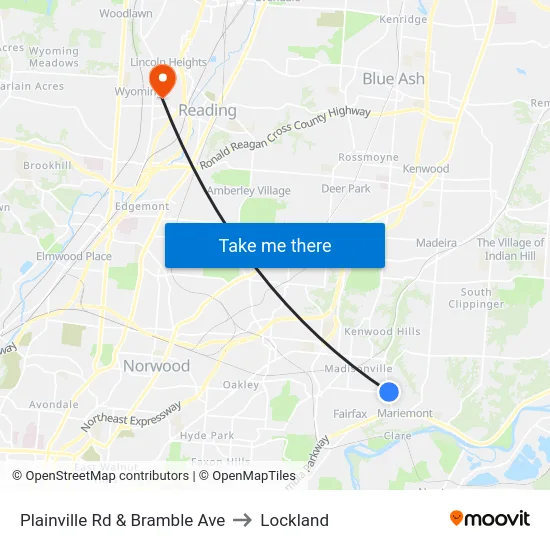 Plainville Rd & Bramble Ave to Lockland map