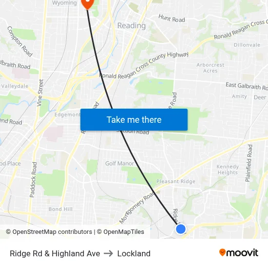 Ridge Rd & Highland Ave to Lockland map