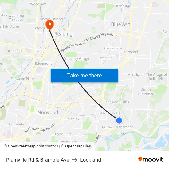 Plainville Rd & Bramble Ave to Lockland map