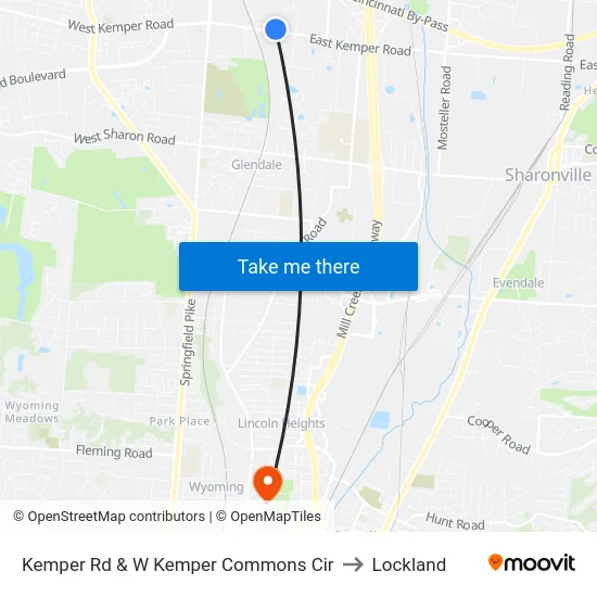 Kemper Rd & W Kemper Commons Cir to Lockland map