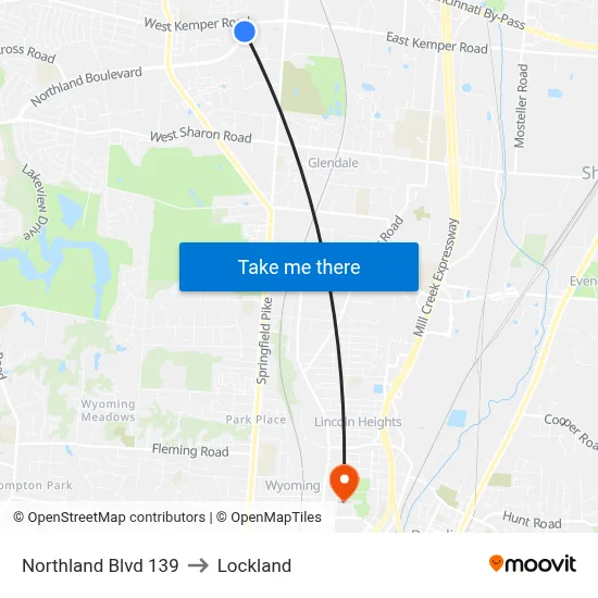 Northland Blvd 139 to Lockland map