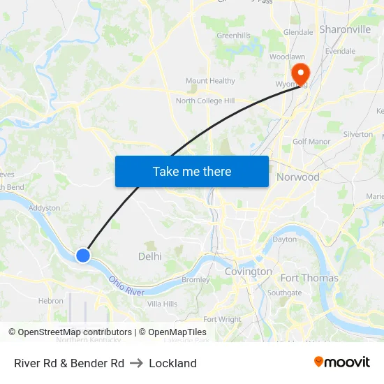 River Rd & Bender Rd to Lockland map