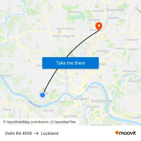 Delhi Rd 4958 to Lockland map