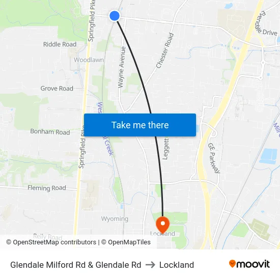 Glendale Milford Rd & Glendale Rd to Lockland map